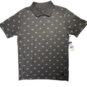 O'Neill Mens XL Polo Shirt Gray Geometric Print Surf Casual Short Sleeve NWT